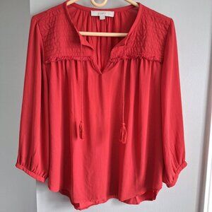 Ann Taylor for LOFT Red V-neck Top